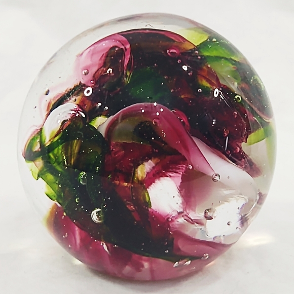 Beautiful Vintage Amethyst & Green Hand-Blown Collectible Paperweight - Picture 2 of 5